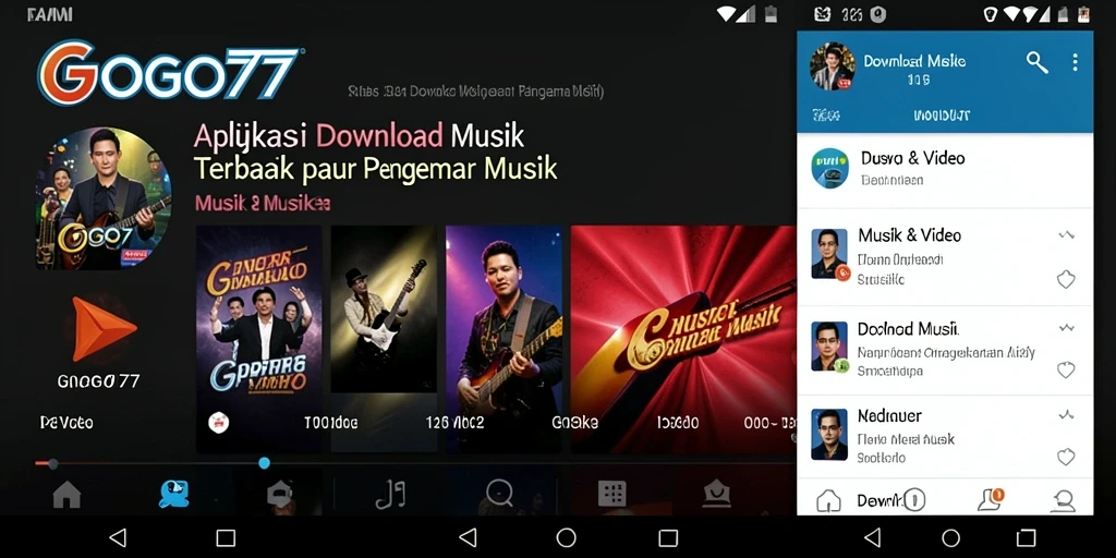Tampilan antarmuka GOGO77 yang menarik dan mudah digunakan untuk Download Musik.