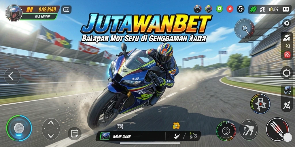 Tangkapan layar utama JUTAWANBET dengan antarmuka balapan motor yang penuh aksi.