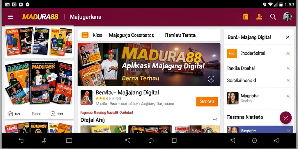 Antarmuka utama MADURA88 dengan berbagai pilihan berita.
