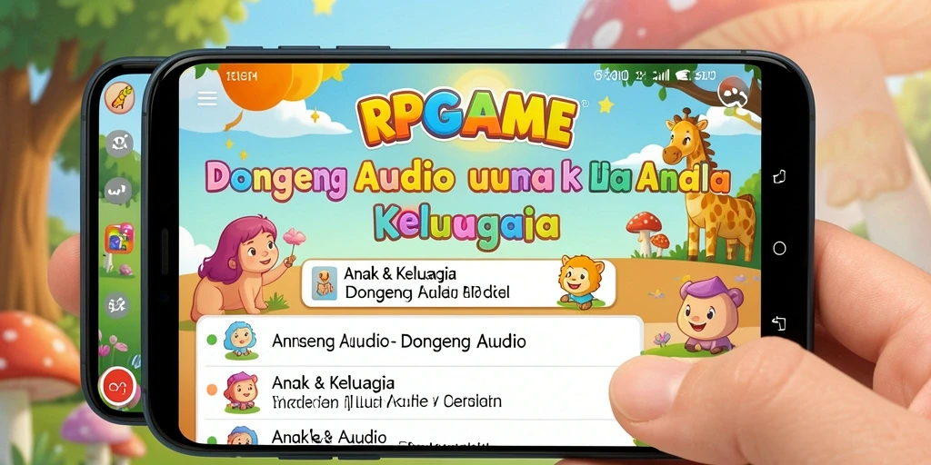Antarmuka RPGAME menampilkan daftar dongeng audio yang menarik.