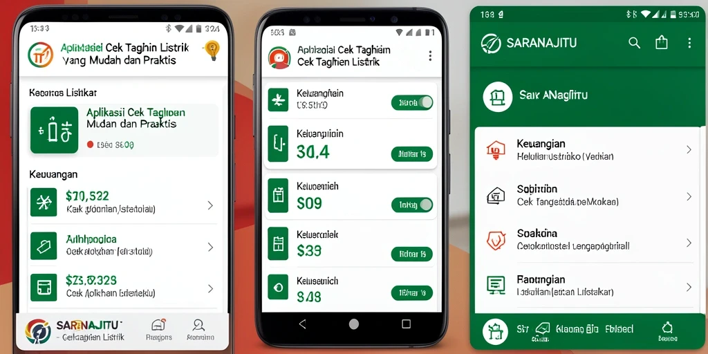 Tampilan antarmuka aplikasi SARANAJITU untuk cek tagihan listrik.