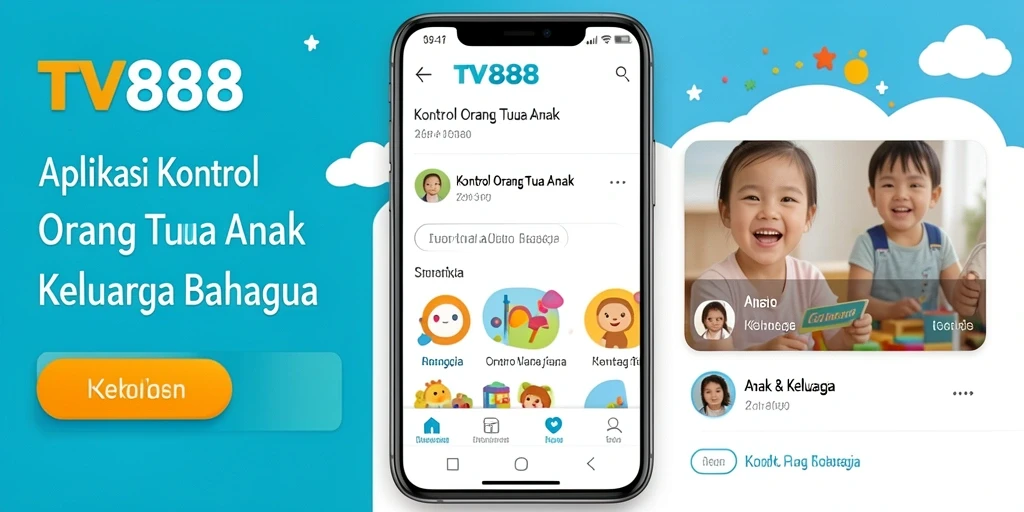 Tampilan antarmuka aplikasi TV888 untuk kontrol orang tua anak.