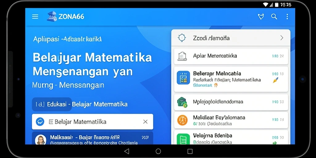 Antarmuka ZONA66 yang interaktif untuk belajar matematika dengan cara menyenangkan.